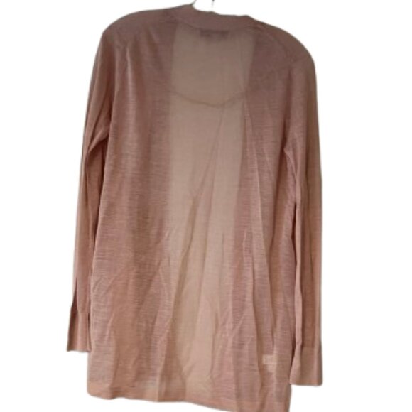 Loft Long Sheer Light Pink Open Front Cardigan - Medium - Picture 2 of 4